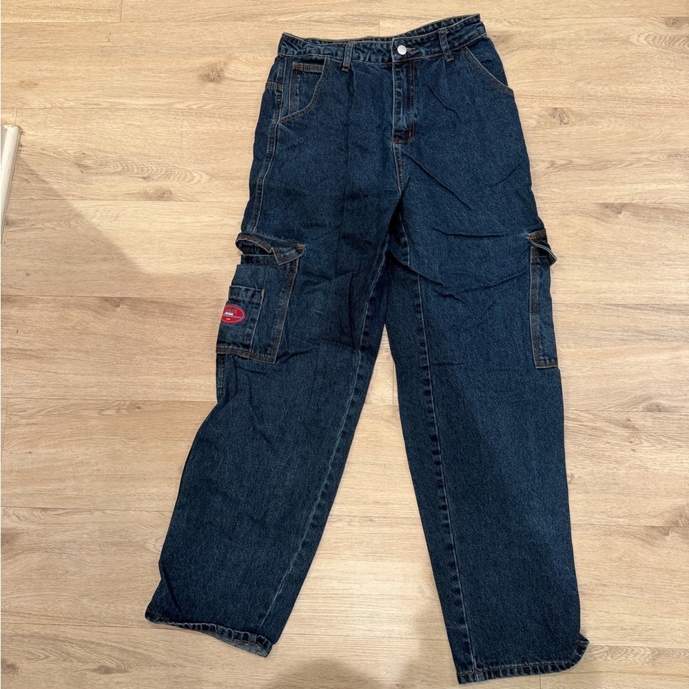 Wake Jeans Baggy Carpenter Cargo Blue Denim Size Small Shein Skater Y2k Style